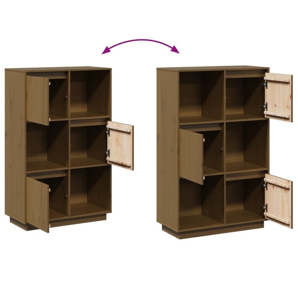 vidaXL Highboard honningbrun 74x35x117 cm heltre furu