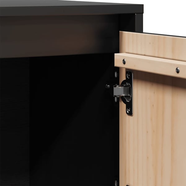 vidaXL Highboard svart 74x35x117 cm heltre furu