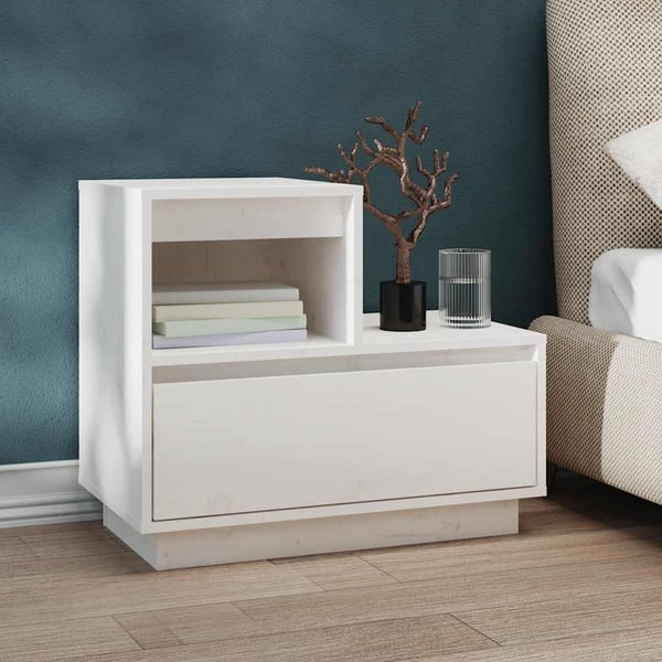 vidaXL Nattbord 2 stk hvit 60x34x51 cm heltre furu