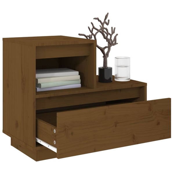 vidaXL sengeborde 2 stk. 60x34x51 cm massivt fyrretræ gyldenbrun