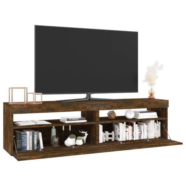 vidaXL tv-borde 2 stk. med LED-lys 75x35x40 cm røget egetræsfarve