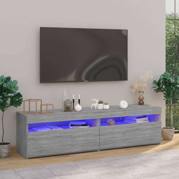 vidaXL TV-benk med LED-lys 2 stk grå sonoma 75x35x40 cm