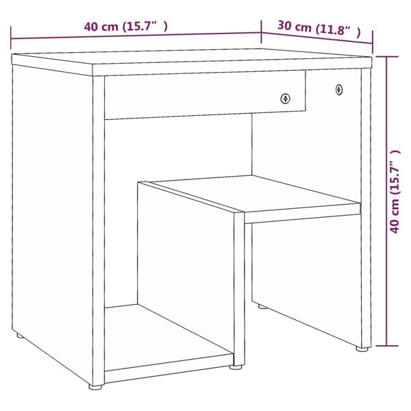 vidaXL Nattbord røkt eik 40x30x40 cm konstruert tre