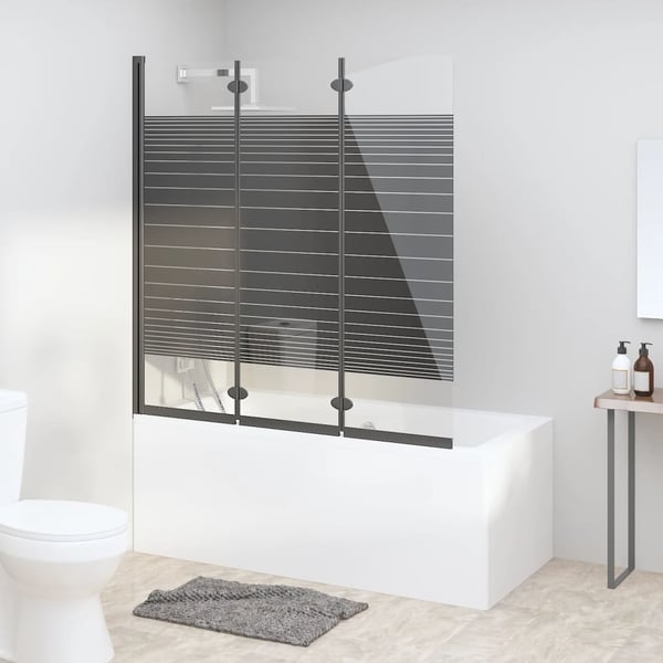 vidaXL Leddet dusjdør med 3 paneler 130x130 cm ESG svart
