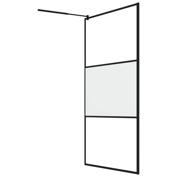 vidaXL Dusjvegg 115x195 cm halvfrostet ESG-glass svart
