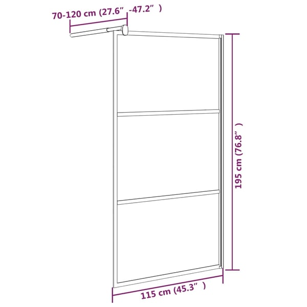 vidaXL Dusjvegg 115x195 cm halvfrostet ESG-glass svart