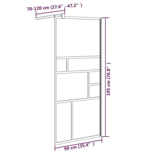vidaXL Dusjvegg 90x195 cm ESG-glass hvit