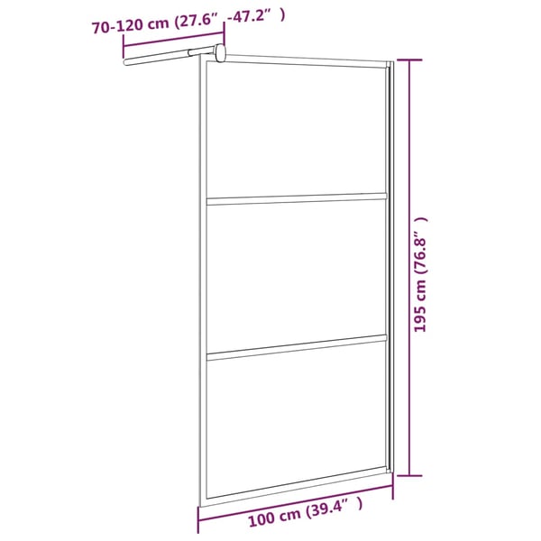 vidaXL brusevæg 100x195 cm sikkerhedsglas med stendesign sort