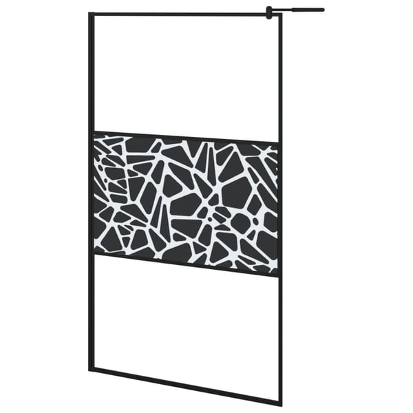 vidaXL brusevæg 115x195 cm sikkerhedsglas med stendesign sort