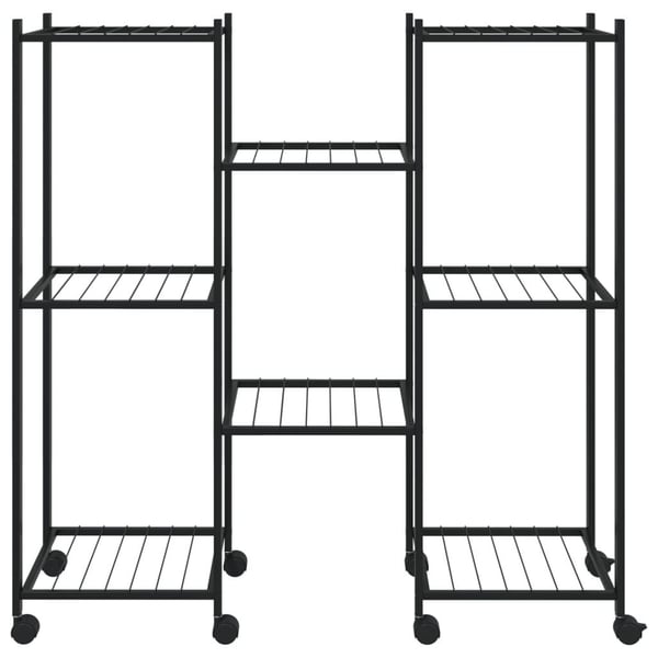 vidaXL Kukkateline pyörillä 83x25x83,5 cm musta rauta