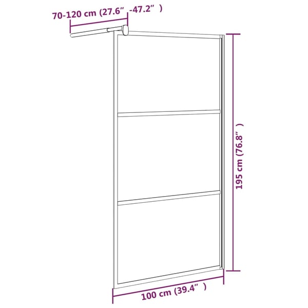 vidaXL Dusjvegg 100x195 cm mørkt ESG-glass svart