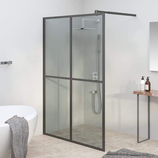 vidaXL Dusjvegg 140x195 cm mørkt herdet glass