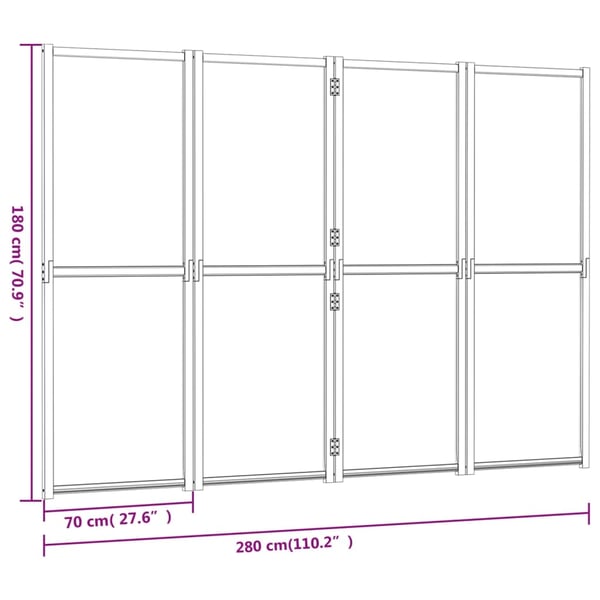 vidaXL 4-panels rumdeler 280x180 cm sort