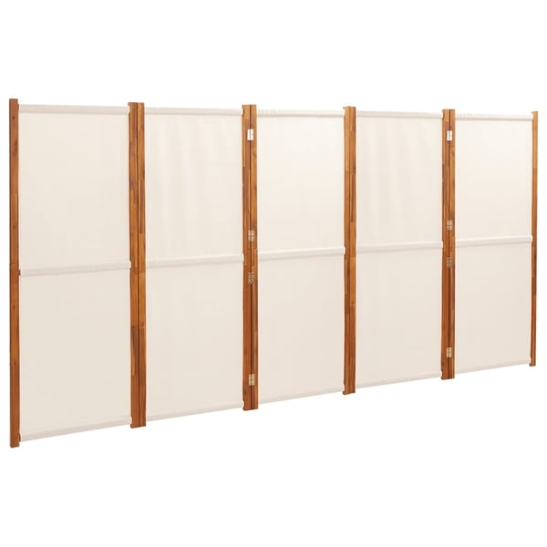 vidaXL Romdeler 5 paneler kremhvit 350x180 cm