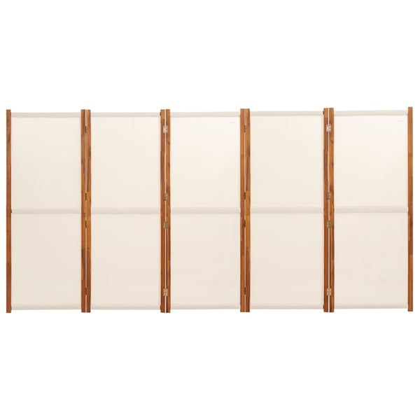 vidaXL Romdeler 5 paneler kremhvit 350x180 cm