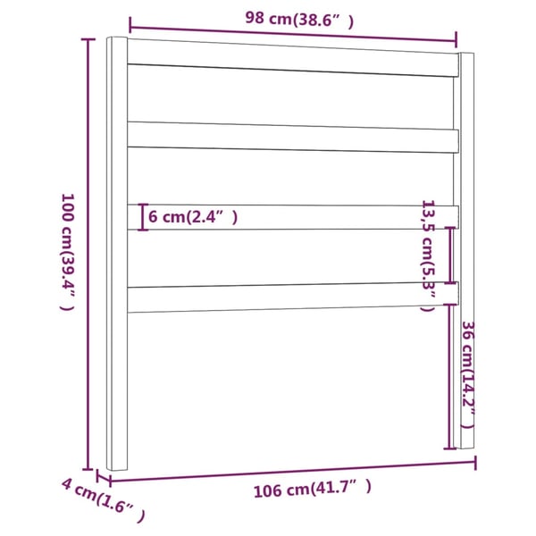 vidaXL Sengegavl honningbrun 106x4x100 cm heltre furu