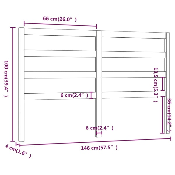 vidaXL Sengegavl honningbrun 146x4x100 cm heltre furu