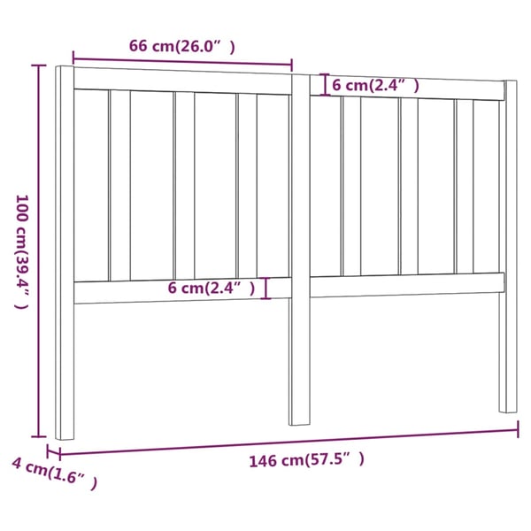 vidaXL Sengegavl svart 146x4x100 cm heltre furu
