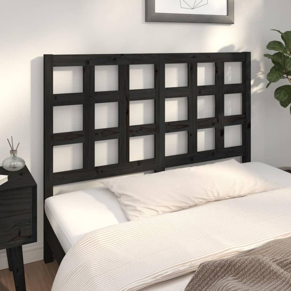 vidaXL Sengegavl svart 125,5x4x100 cm heltre furu