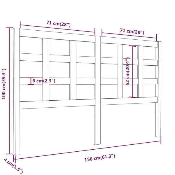 vidaXL Sengegavl honningbrun 156x4x100 cm heltre furu