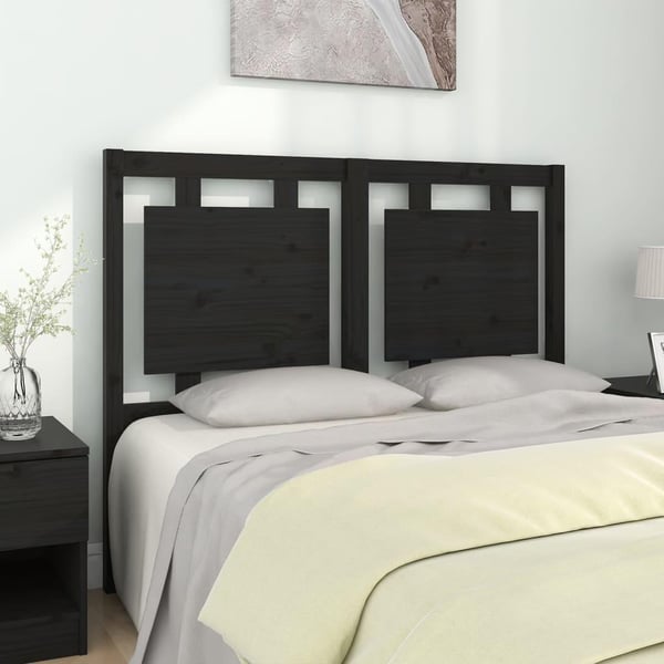 vidaXL Sengegavl svart 125,5x4x100 cm heltre furu