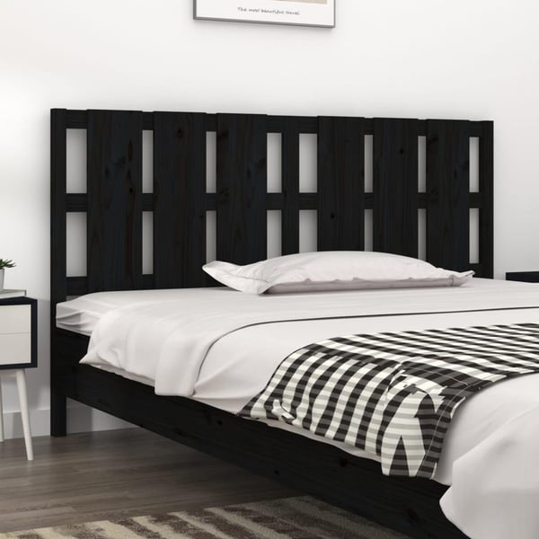 vidaXL Sengegavl svart 185,5x4x100 cm heltre furu