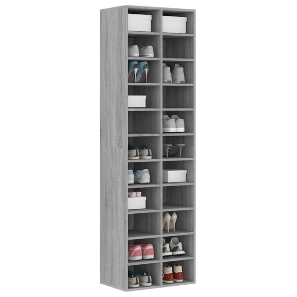 vidaXL Skohylle grå sonoma 54x34x183 cm konstruert tre