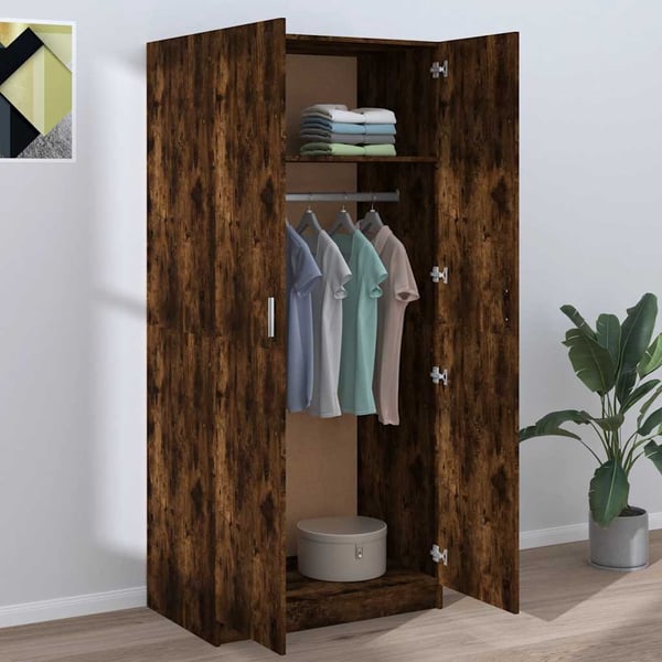 vidaXL Garderobe røkt eik 80x52x180 cm konstruert tre
