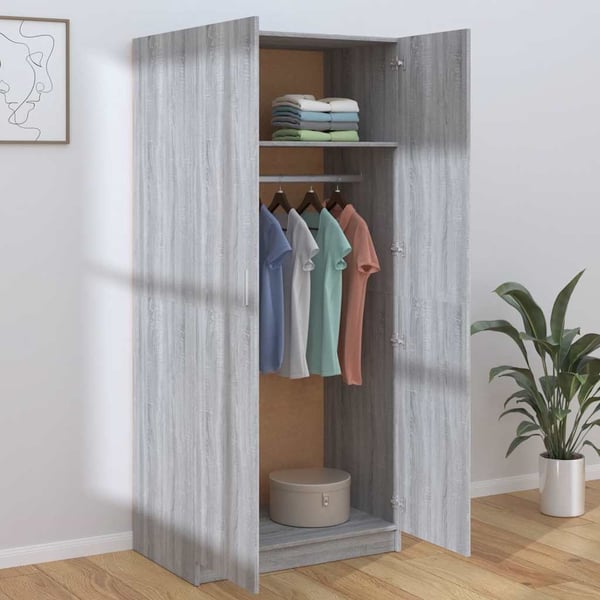 vidaXL Garderobe grå sonoma 80x52x180 cm konstruert tre