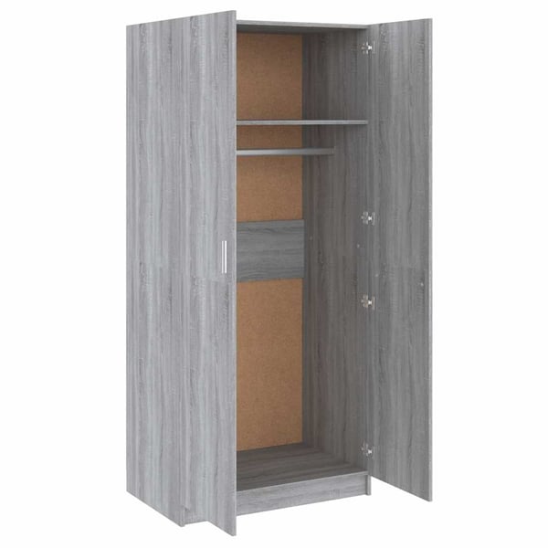 vidaXL Garderobe grå sonoma 80x52x180 cm konstruert tre