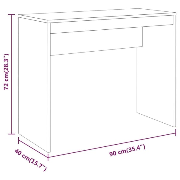 vidaXL Skrivebord røkt eik 90x40x72 cm konstruert tre