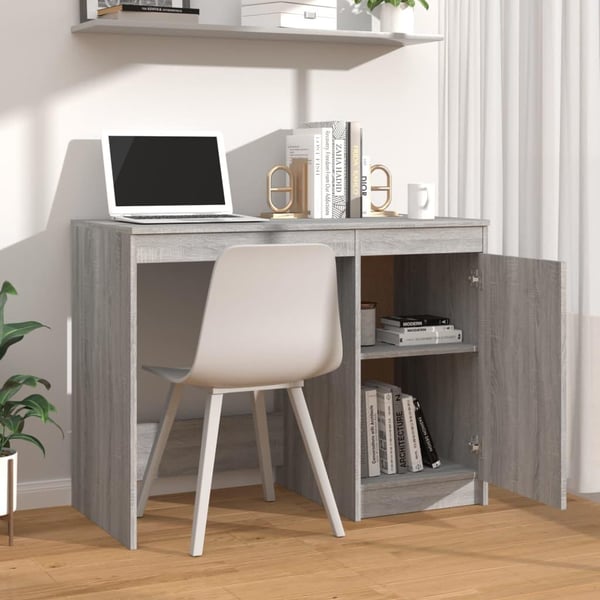 vidaXL Skrivebord grå sonoma 100x50x76 cm konstruert tre