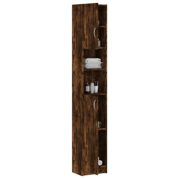 vidaXL Baderomsskap røkt eik 32x25,5x190 cm konstruert tre