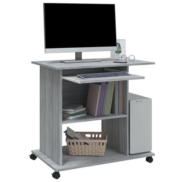 vidaXL computerbord 80x50x75 cm konstrueret træ grå sonoma-eg