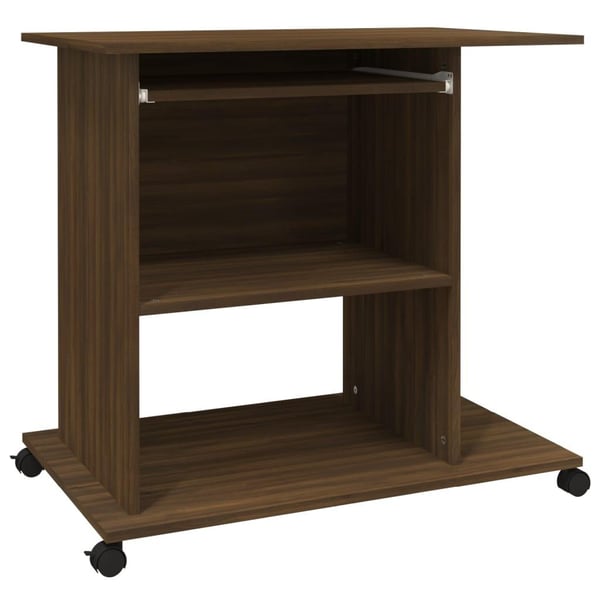 vidaXL computerbord 80x50x75 cm konstrueret træ brun egetræsfarve