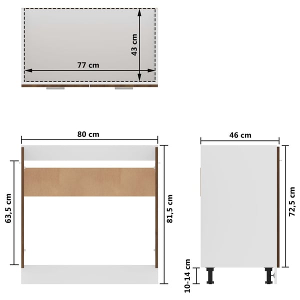 vidaXL bundskab til vask "Lyon" brun eg 80x46x81,5 cm konstrueret træ