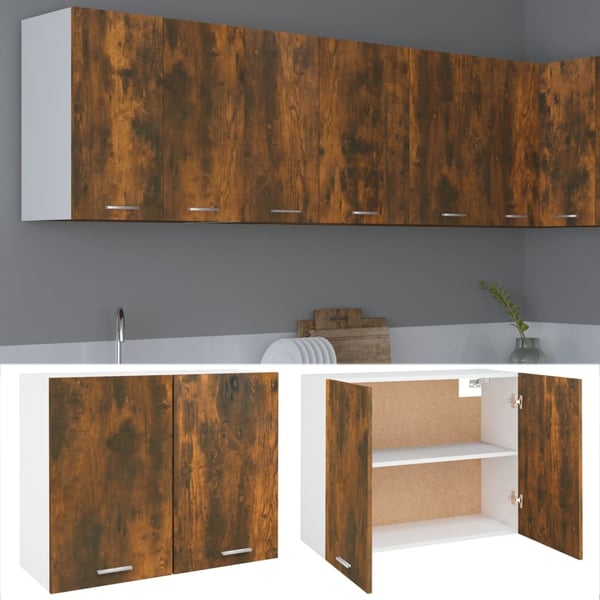 vidaXL Vegghengt skap "Lyon" røkt eik 80x31x60 cm konstruert tre