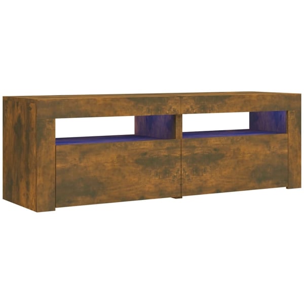 vidaXL TV-benk med LED-lys røkt eik 120x35x40 cm