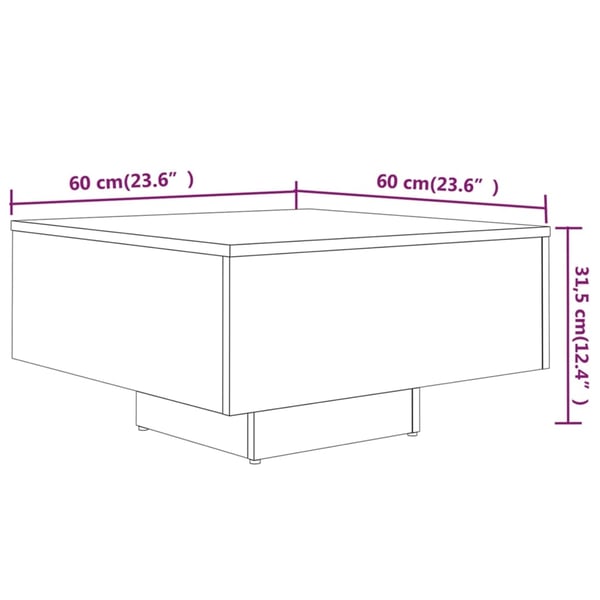 vidaXL Salongbord røkt eik 60x60x31,5 cm konstruert tre