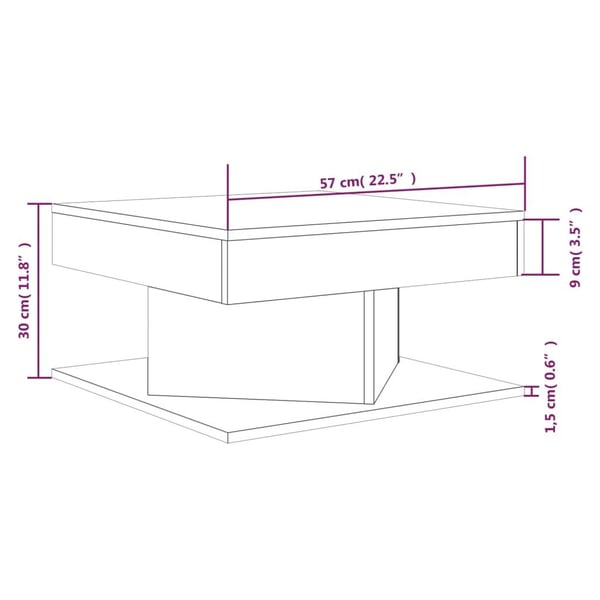 vidaXL sofabord 57x57x30 cm konstrueret træ røget egetræsfarve