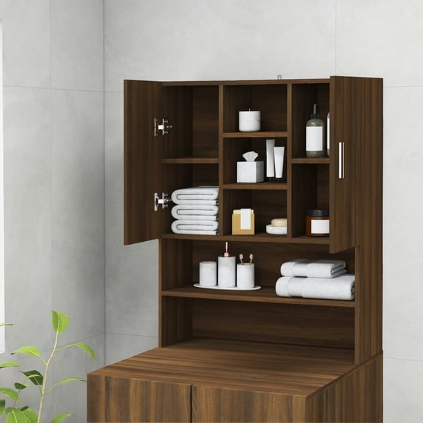 vidaXL vaskemaskineskab 70,5x25,5x90 cm brun egetræsfarve