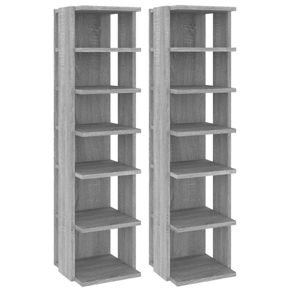 vidaXL Skohyller 2 stk grå sonoma 27,5x27x102 cm konstruert tre