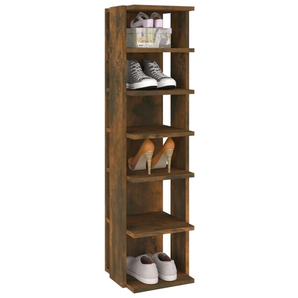 vidaXL Skohylle røkt eik 27,5x27x102 cm konstruert tre