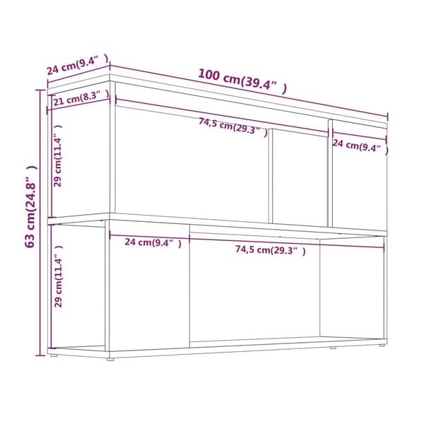 vidaXL bogreol 100x24x63 cm konstrueret træ grå sonoma-eg