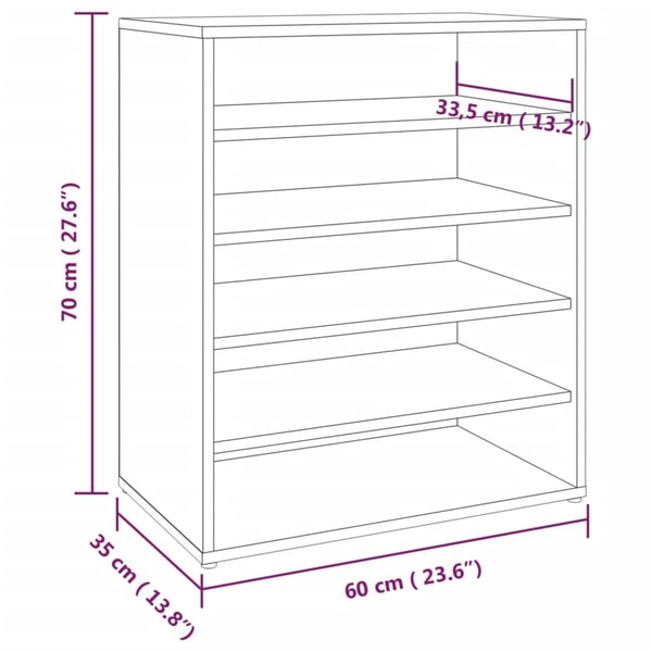 vidaXL Skohylle brun eik 60x35x70 cm konstruert tre