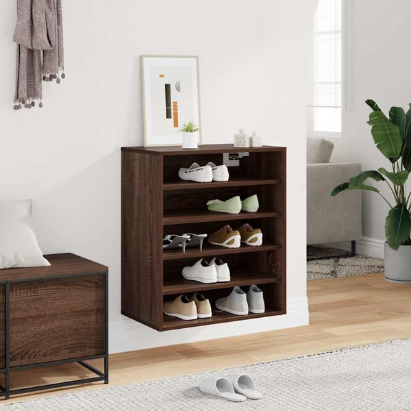 vidaXL Skohylle brun eik 60x35x70 cm konstruert tre