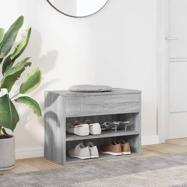 vidaXL Skobenk grå sonoma 60x30x45 cm konstruert tre
