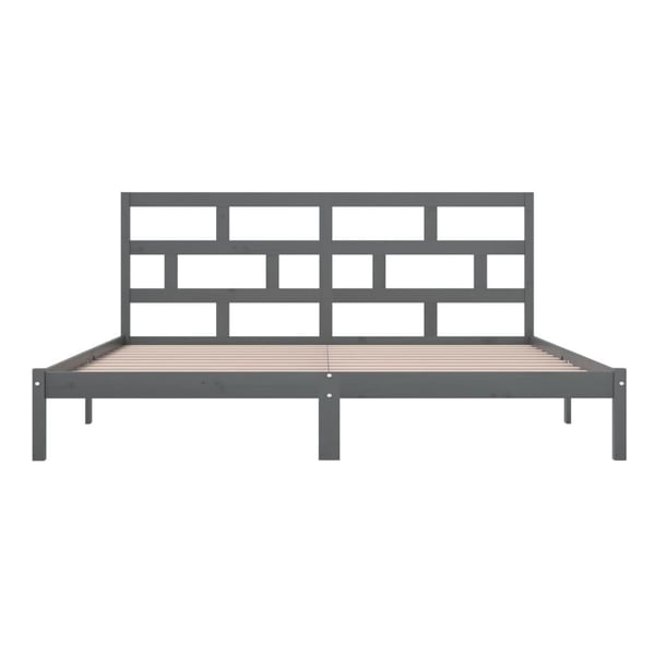 vidaXL Sengeramme grå heltre furu 200x200 cm