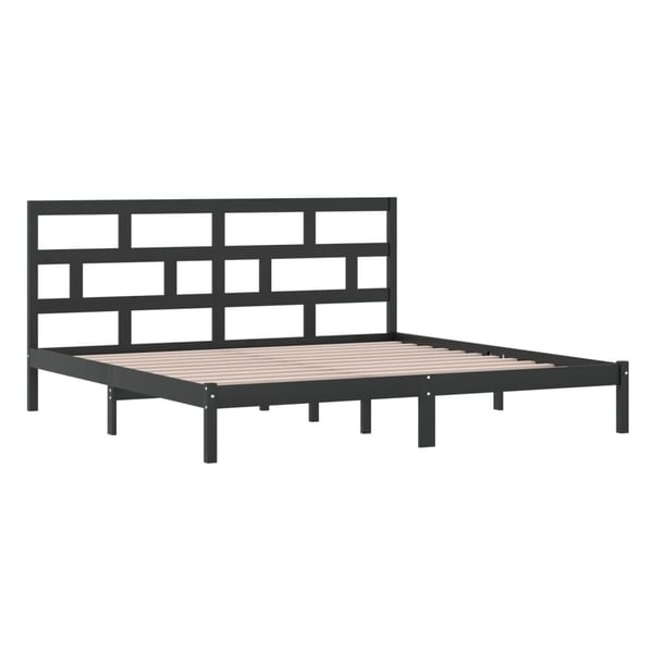 vidaXL Sengeramme svart heltre furu 200x200 cm