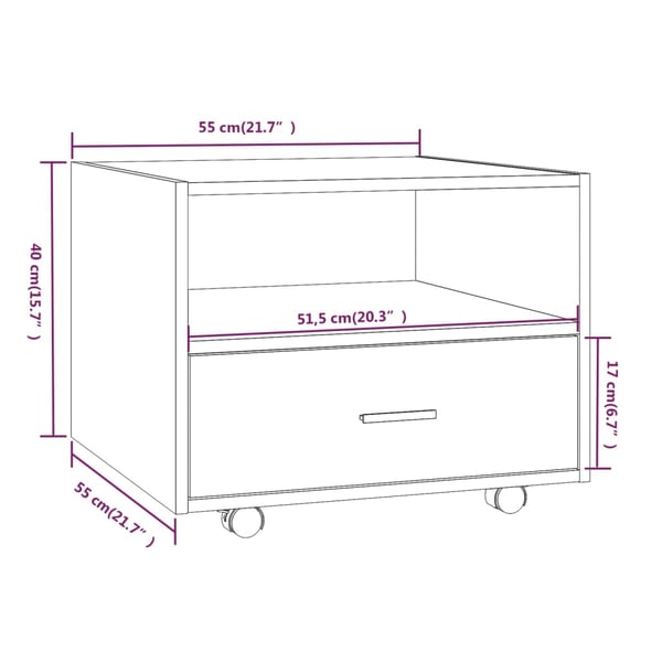 vidaXL sofabord 55x55x40 cm konstrueret træ hvid